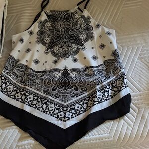 Chic Black and White Paisley Women's Blouse